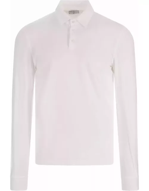 Fedeli White Long Sleeve Polo Shirt