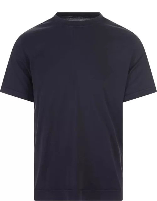 Fedeli Basic T-shirt In Night Blue Giza Jersey