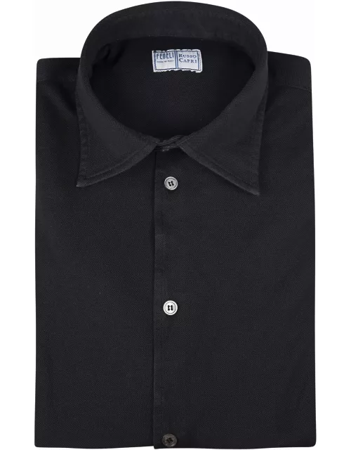 Fedeli Shirt In Black Cotton Piqué