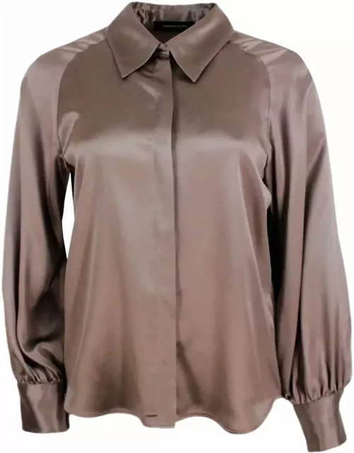 Fabiana Filippi Long-sleeved Stretch Silk Shirt With Button Closure