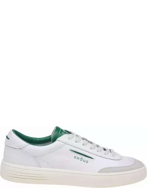 GHOUD Lido Low Sneakers In White/green Leather And Suede