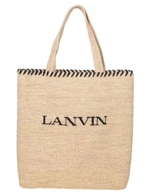 Lanvin Tote Bag In Raffia With Embroidery