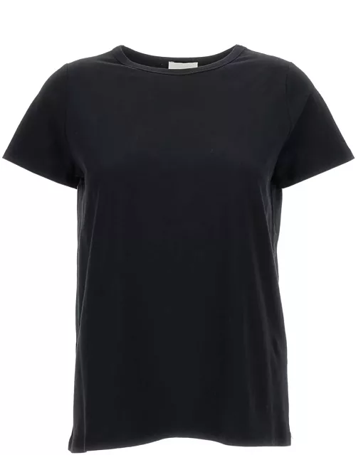 Allude Black Crewneck T-shirt In Cotton Woman