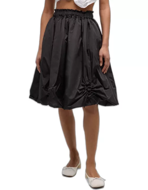 Elastic Ruched Midi Bubble Skirt