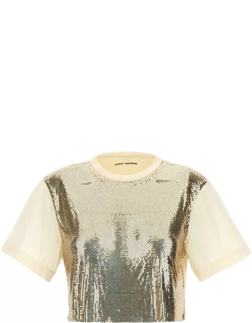 Paco Rabanne Nude Top In Shiny Mix-mesh