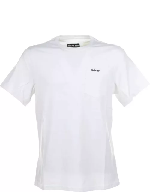 Barbour White T-shirt With Pocket And Logo