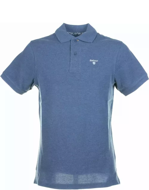 Barbour Short-sleeved Light Blue Piqué Polo Shirt