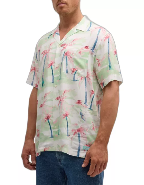 Men's Allover-Print Camp Shirt