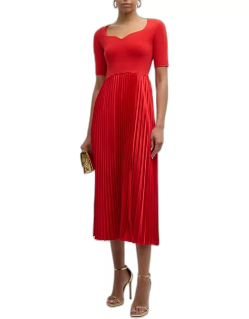 The Luella Pleated Sweetheart Sweater Dres