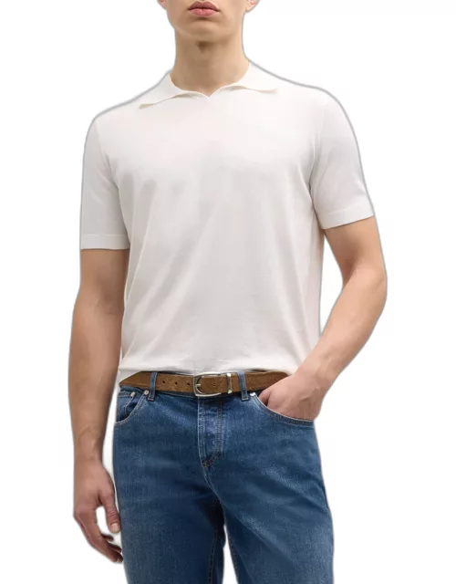 Men's Cotton Knit Johnny Collar Polo Shirt
