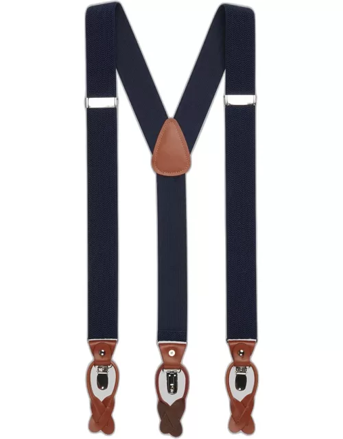 JoS. A. Bank Men's Textured Chevron Convertible Suspenders, Navy, One