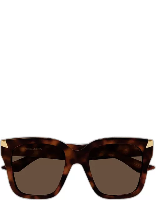 Golden-Tipped Recycled Acetate Square Sunglasse