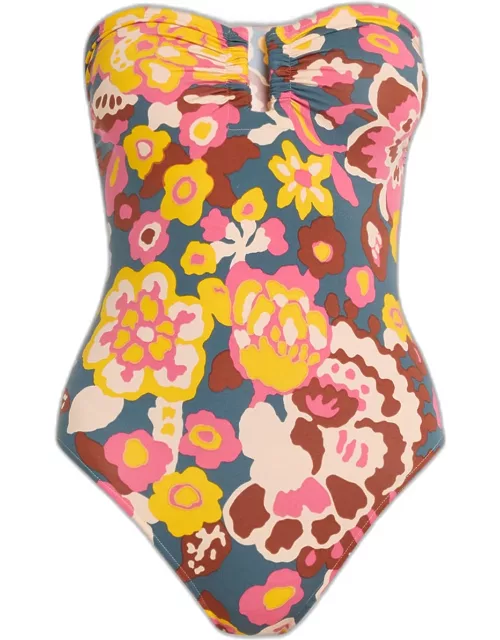 Flower Power Goyave Strapless One-Piece Swimsuit