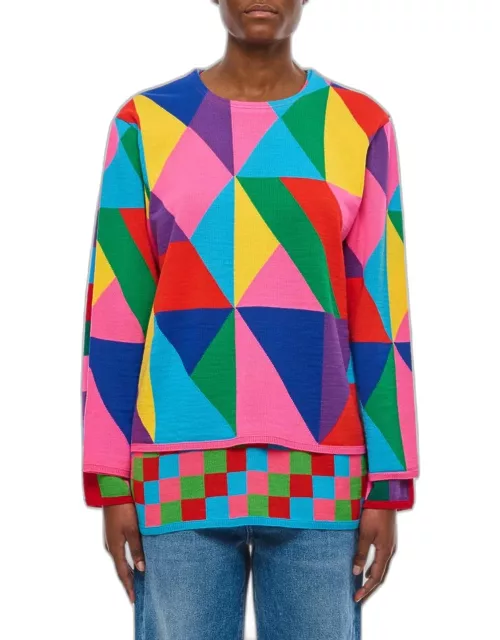 Comme Des Garçons Double Layer Pattern Sweater Multicolor