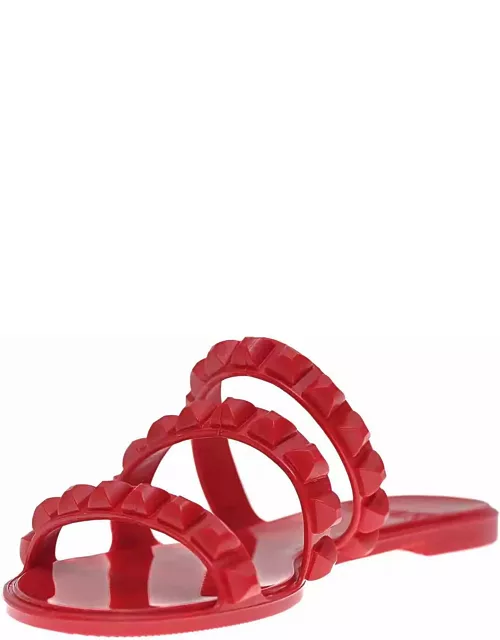 Maria 3 Strap Flat Jelly Sandals - Red