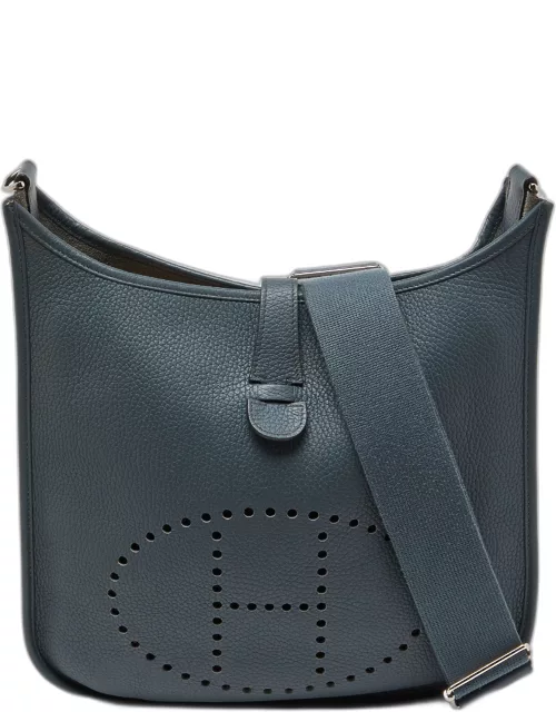Hermes Bleu Orage Taurillon Clemence Leather Evelyne III GM Bag