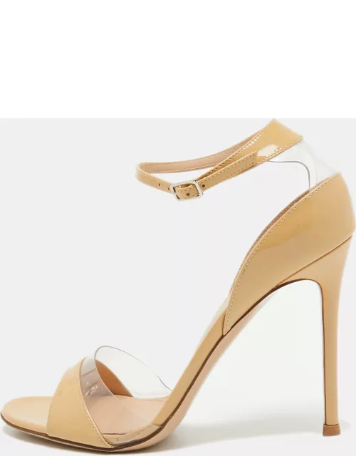 Gianvito Rossi Beige Patent Leather and PVC Ankle Strap Sandal