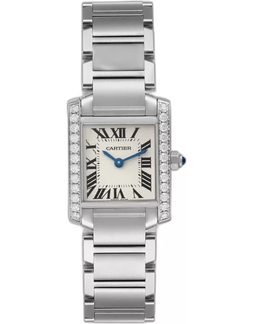 Cartier Tank Francaise Small Steel Diamond Bezel Ladies Watch W4TA0008 20 mm x 25 m