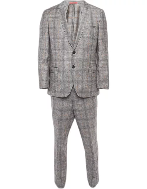 Hugo Boss Grey Glen Check Wool Single Breasted Marzotto Suit
