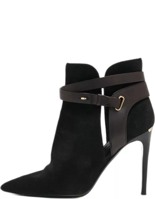 Burberry Black Suede and Leather Ankle Boot