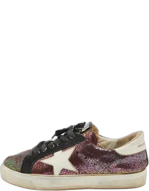 Golden Goose Purple Leather and Suede Sequin May Sneaker