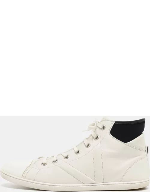 Louis Vuitton White/Black Leather Trainer High Top Sneaker
