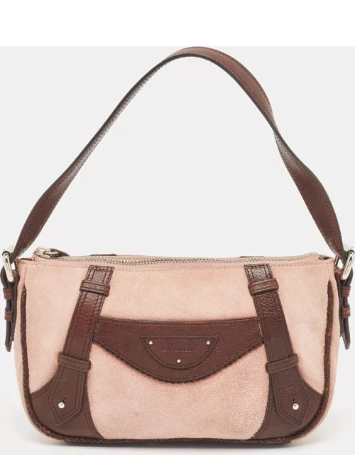 Givenchy Brown/Light Pink Leather and Suede Baguette Bag