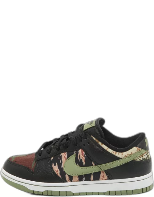 Nike Multicolor Canvas and Leather Dunk Low SE Camo Sneaker