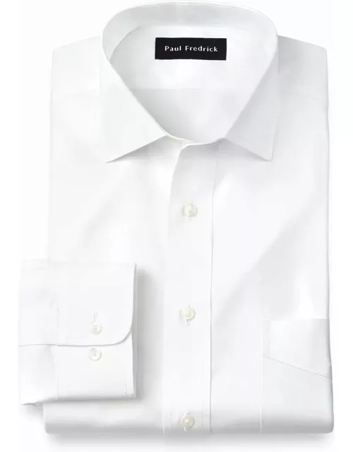 Non-iron Cotton Pinpoint Solid Spread Collar Dress Shirt