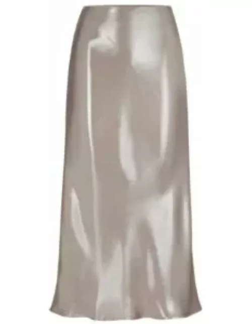 Liquid-fabric maxi skirt with diagonal seam detail- Light Beige Women's Business Skirt