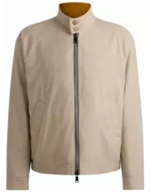 Reversible Harrington jacket in virgin wool and silk- Light Beige Men's Casual Jacket