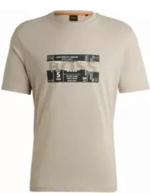 Regular-fit T-shirt in cotton with seasonal artwork- Light Beige Men's T-Shirt