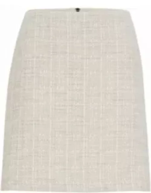 Tweed mini skirt with rear zip- Patterned Women's Mini Skirt