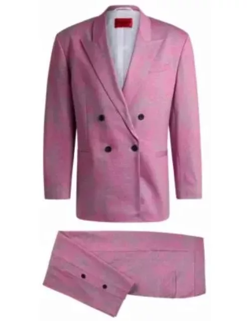 Modern-fit suit in printed performance-stretch fabric- light pink Men's HUGO Your Way