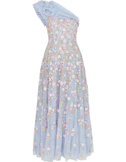 Needle & Thread Posy Pirouette Floral-embroidered Tulle Dress - Blue - 12 (UK12 / M)