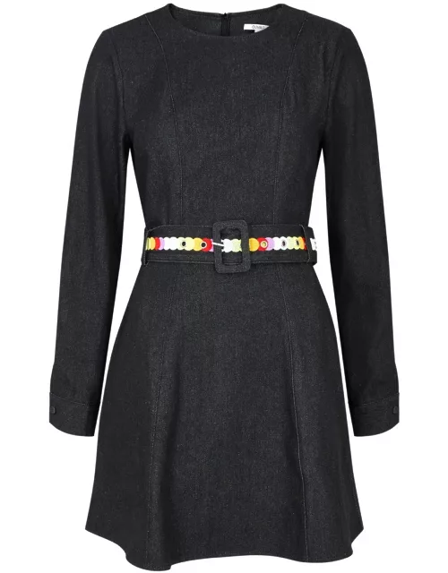 Olivia Rubin Paola Belted Denim Mini Dress - Black - 10 (UK10 / S)
