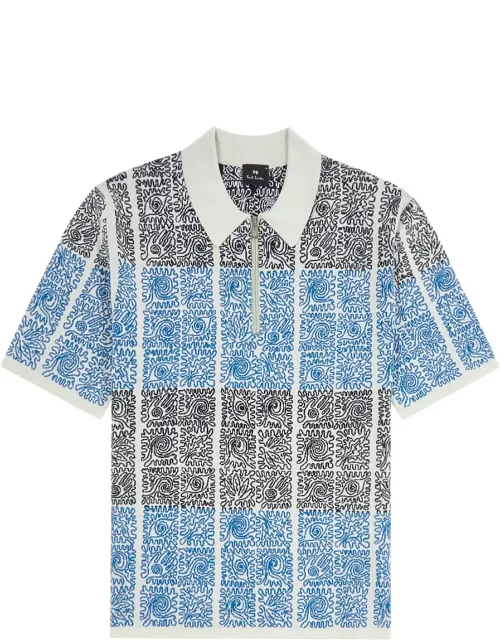 PS Paul Smith Jacquard Knitted Polo Shirt - Blue