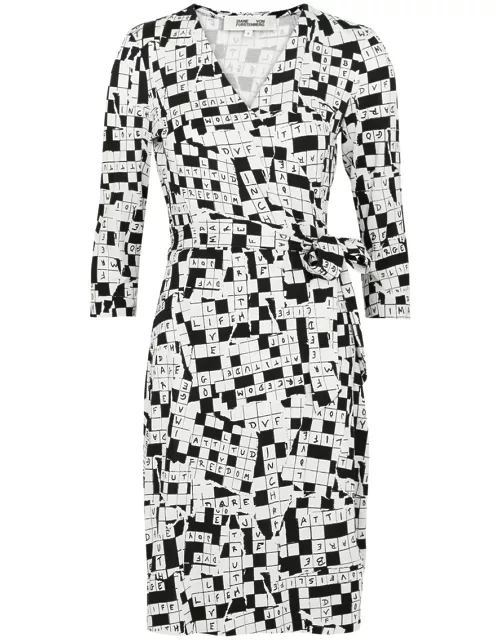 Diane Von Furstenberg Julian Printed Silk-jersey Mini Wrap Dress - Black And White - L (UK14 / L)