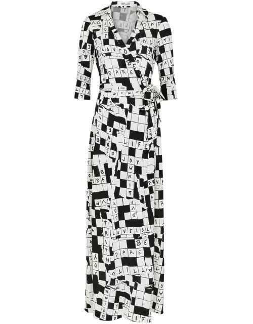 Diane Von Furstenberg Abigail Printed Silk-jersey Maxi Wrap Dress - Black And White - L (UK14 / L)