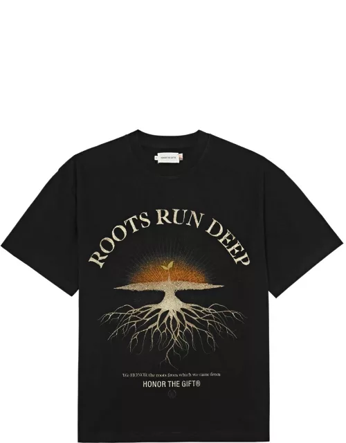 Honor The Gift Roots Run Deep Printed Cotton T-shirt - Black