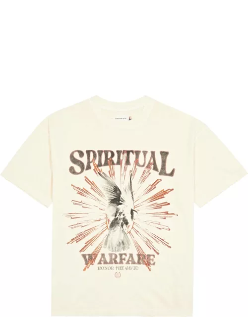 Honor The Gift Spiritual Conflict Printed Cotton T-shirt - Crea