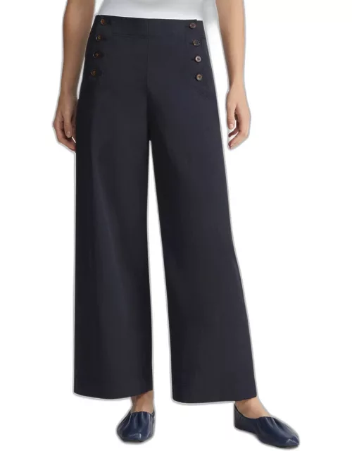 Seabring High-Rise Wide-Leg Cotton Twill Pant
