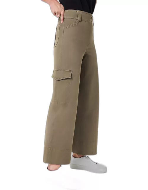 Stretch Twill Cropped Wide-Leg Pant