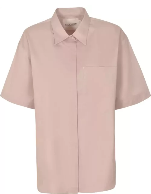 Closed Short-sleeved Plain Shirt