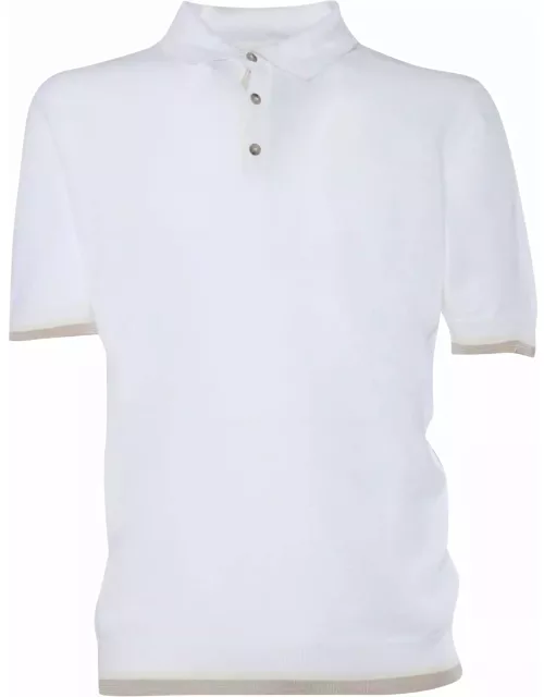 Peserico White Tricot Polo Shirt