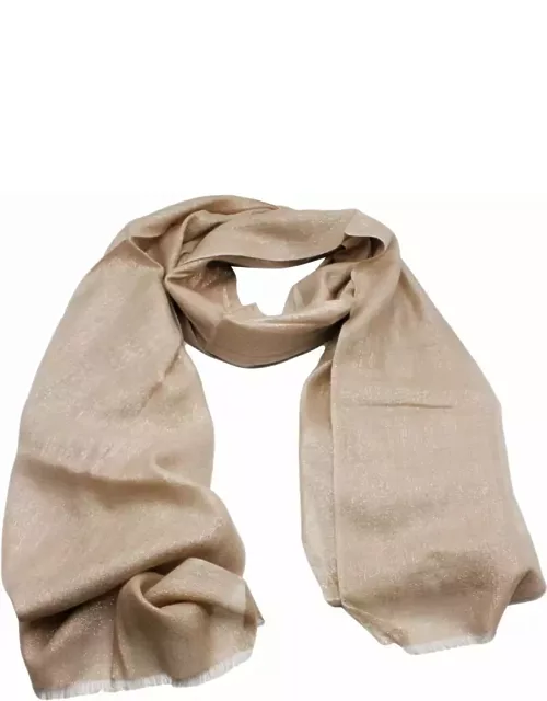 Brunello Cucinelli Lightweight Cashmere And Silk Scarf With Lurex Lamè Thread And Fringed He