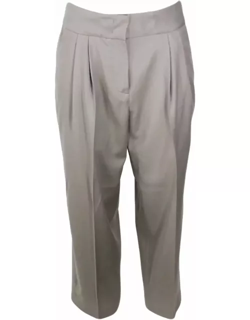 Fabiana Filippi Wide Trousers With Pences And Welt Pockets In Soft Stretch Woo