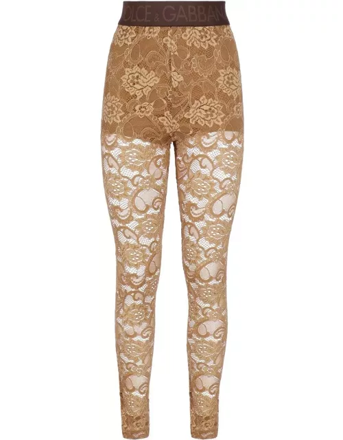 Dolce & Gabbana Logo-waistband Stretched Laced Legging