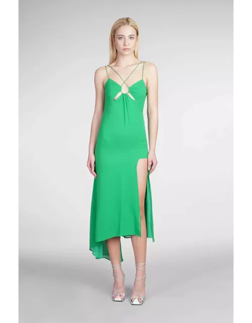 The Andamane Layla Midi Dress In Green Silk
