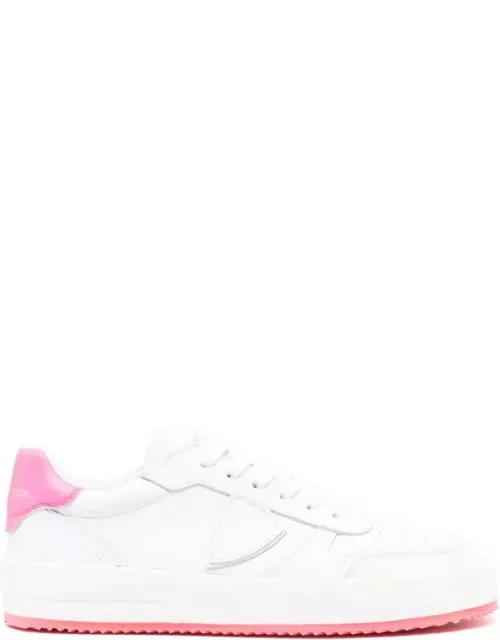 Philippe Model Nice Low Sneakers - White And Fuchsia